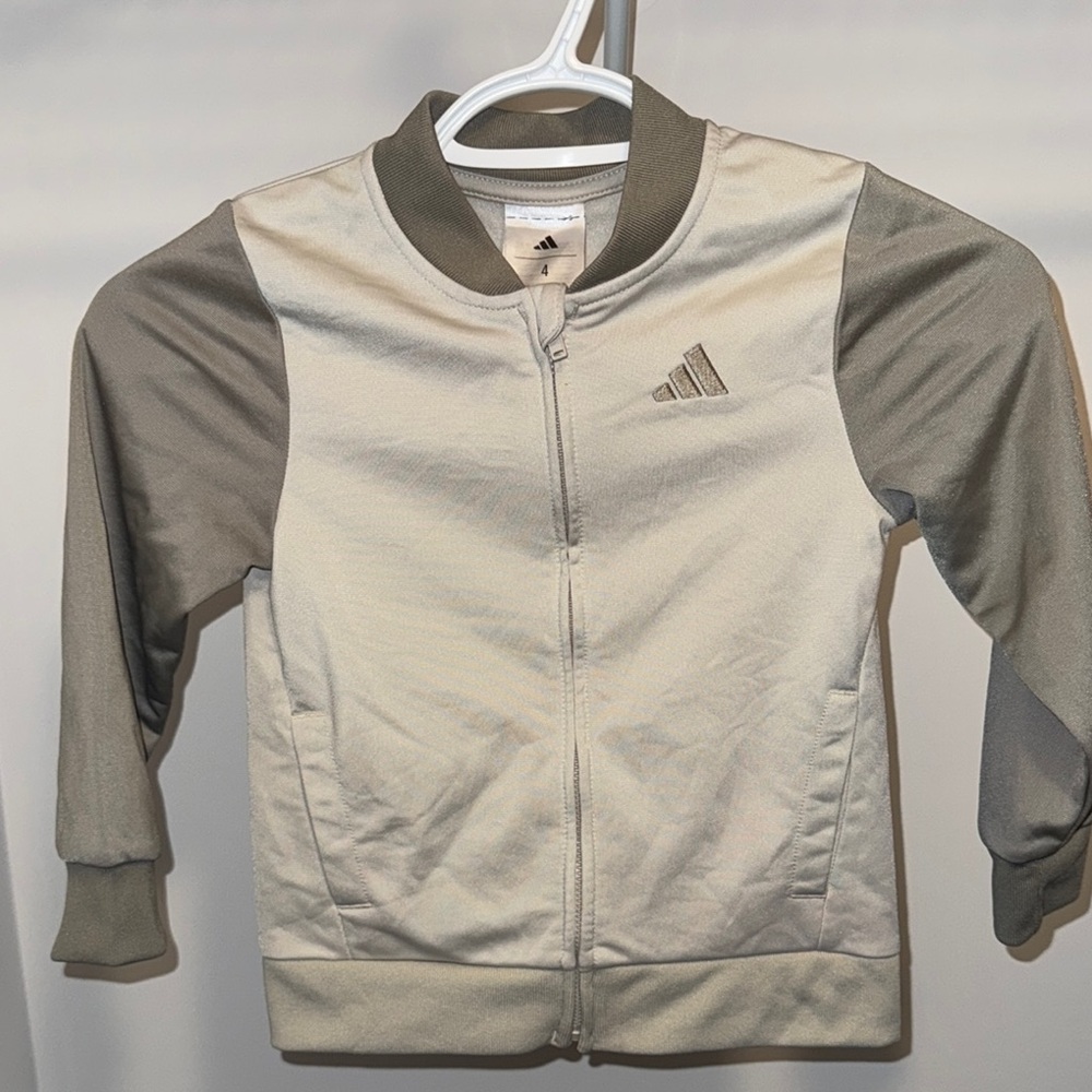 Adidas Cream and Gray Sweatshirt with Ribbed Collar